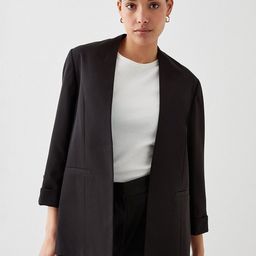 DOROTHY PERKINS Solid Shawl Collar Roll-Up Sleeves Formal Blazer-picture-39