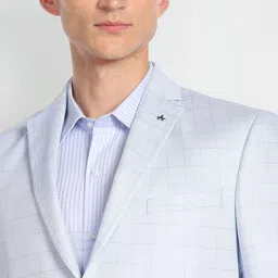 Arrow Notched Lapel Collar Checked Single-Breasted Linen Cotton Formal Blazer image 5