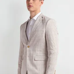 Arrow Textured Slim-Fit Notched Lapel Collar Single-Breasted 1851 Formal Blazer image 3