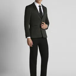 Peter England Elite Checked Slim-Fit Single Breasted Formal Blazers image 4