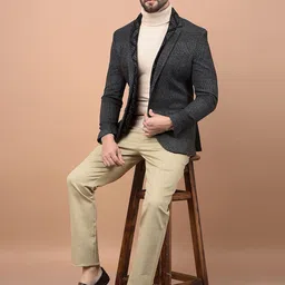 Crimsoune Club Self Designed Notched Lapel Single Breasted Blazer image 4