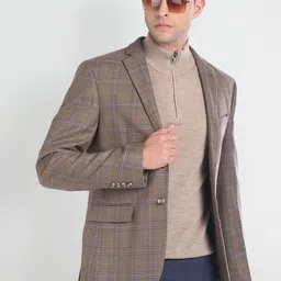 Arrow Tartan Checked Notched Lapel Long Sleeves Single Breasted Blazers image 5