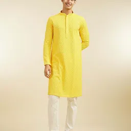anaya azrin Men Embroidered, Self Design, Embellished Viscose Rayon Straight Kurta image 1