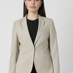Van Heusen Woman Checked Notched Lapel Single Vent Single Breasted Formal Blazers-picture-36