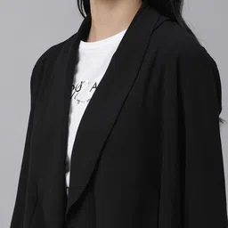 RAREISM Women Black Solid Open front Cropped Shrug image 2