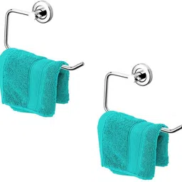 cossimo Stainless Steel Flange Half Square Towel Ring for Bathroom, Kitchen (Pack of 2) SILVER Towel Holder-picture-13