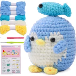 hasthip DIY Crochet Art Kit Cute Stuffed Penguin Material Kit Beginners Crochet Gift image 1