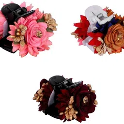 Set Of 3 Hair Clips Floral Multicolor Hair Clip-image-20