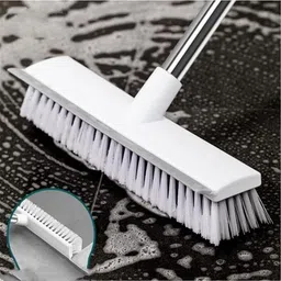 2 in 1 Tile Cleaning Brush Bathroom Floor Scrub with Long Handle Rotatable Brush Microfibre Wet Brush-image-37