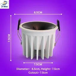 D'Mak 12W LED COB Spot Light White Body Shining Black Reflector wh 1 Ceiling Light Ceiling Lamp image 4
