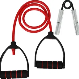 manogyam Combo Rope Rubber Bands for Fitness Resistance Tube with Metal Hand Gripper Fitness Accessory Kit Kit image 1