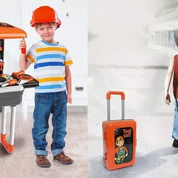 niyamat Portable 2 in 1 Deluxe Tool Set Cum Briefcase Tool Kit for Kid's with Suitcase Trolley image 5