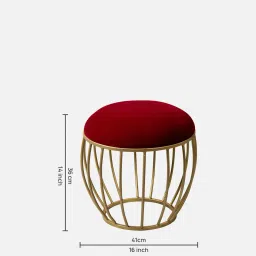 nestroots Lush Fabric Foot Stool In Maroon Color image 2