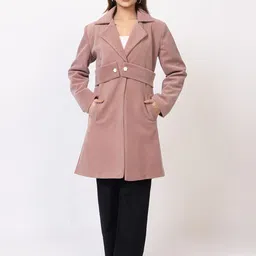 buffaro Tweed Solid Coat For Women-picture-22