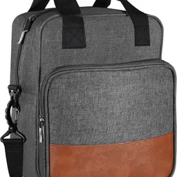 parth enterprise Grey-Tan Faux Leather & PVC with Detachable shoulder strap Tiffin bag PE-TB14 Lunch Bag-picture-18
