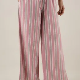 kanchuk Women Flared Multicolor Pure Cotton Trousers image 3