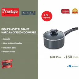 prestige Hard Anodised Plus Milk Pan 16 cm diameter 1.5 L capacity image 3