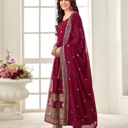 skyliner Embroidered Georgette Stitched Anarkali Gown image 3