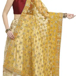 dupatta bazaar Net Embellished Yellow Women Dupatta image 4