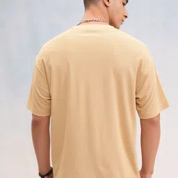 highlander Men Printed Round Neck Cotton Blend Beige T-Shirt image 2