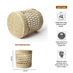habereindia (1Pc) Beige Seagrass Handmade Storage Basket & Wardrobe Organiser image 3