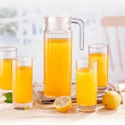 cqz Water JUG 1000 ML(1) with Water Glass 300 ML (6), Jug & Glass for Hot Cold Water Jug Glass Set-picture-37
