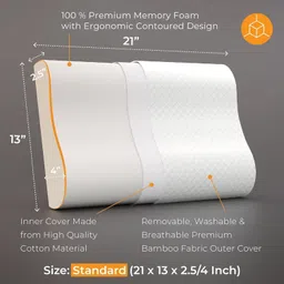 faltomin Memory Foam Orthopaedic Pillow Pack of 1 Solid Cervical Contour Memory Stomache / Side Sleepers / Anti-Snoring-picture-21