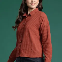 dressberry Women Relaxed Fit Fit Self Design Casual Shirt image 5