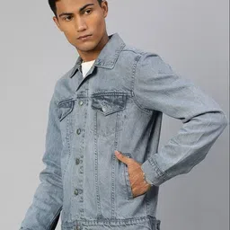 moda rapido Men Solid Denim Jacket image 4