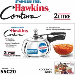 hawkins Stainless Steel Pressure Cooker 2Litre with Extra One safety valve, 2 L Induction Bottom Pressure Cooker image 4