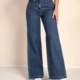 beauty Women Boyfriend High Rise Dark Blue Jeans-picture-44