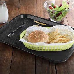 swift international Serving Tray Platter Rectangular Shape Plastic Trays for Drink Breakfast Tea Dinner Coffee Salad Food for Dinning Table Home Kitchen 11x14 Inches Black Tray image 4