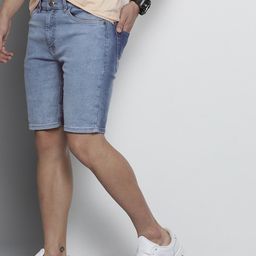 the indian garage co. Solid Men Light Blue Denim Shorts-picture-35
