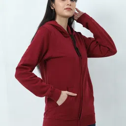 wafaa Women Full Sleeve Solid Hooded Sweatshirt image 4