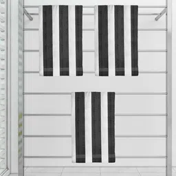 Black 100 % Cotton Patterned 220 GSM Bath Towels (set of 3) by Athom Living image 1