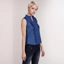 houseofcommon Women Regular Fit Self Design Button Down Collar Casual Shirt image 4