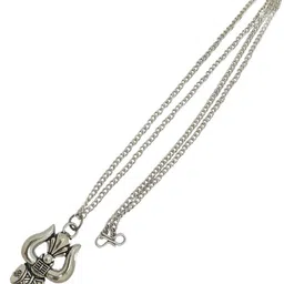 kuttumb gems & jewels Mahadev Locket OM Shiv VinaashKari Shakti Kavach Shiv Trishul Damru Rudraksh Silver Brass, Alloy Locket image 5