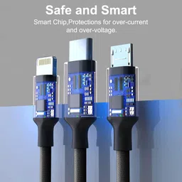 G2L 3-in-1 Cable 1 m USB Phone Cable Charging Cable 3 in 1 Multi USB Cable Multiple Charger Fast Charging Cord Compatible with all Smartphones image 4