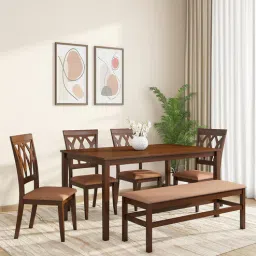 nilkamal Peak 6 Seater Dining Set in Cappucino Finish with Bench-picture-28