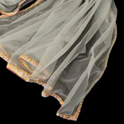 vishweshwar Net Solid Light Green Women Dupatta image 3