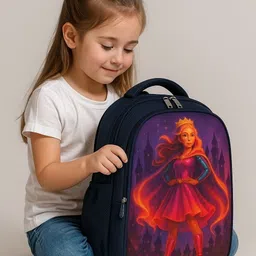 Sparkling Princess Navy Blue Backpack – Ideal for School Girls Waterproof School Bag-image-35