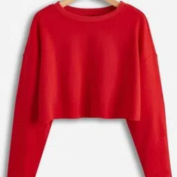 manya collection Women Typography Round Neck Cotton Blend Red T-Shirt image 2