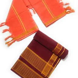 JUPALAW TRENDY & TRADITIONAL COTTON dhoti with gamcha Solid Men Dhoti image 3