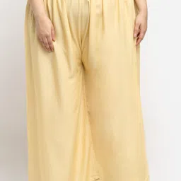 style prezone Women Flared Gold Viscose Rayon Trousers-picture-29