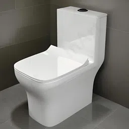 ceramic One Piece Water Closet Western Toilet/European Commode Square With Soft Close Seat Cover For Lavatory, Toilets (S-Trap Outlet Is From Floor) Western Commode image 4