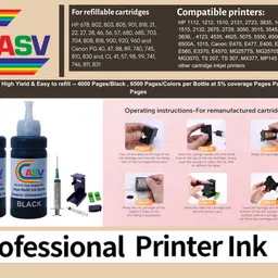 ASV Refillable Ink FOR PIXMA E3370 , TS3370S Printer Ink Cartridge- PG-745 - CL746 Black - Twin Pack Ink Bottle image 2