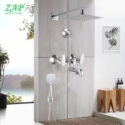 ZAP BRE305 Breeza 100% Brass 3in1 Wall Mixer | Hand Shower with 1.5 Meter & Overhead image 5