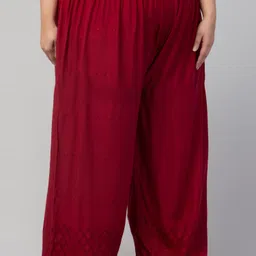 style prezone Women Relaxed Maroon Viscose Rayon Trousers image 3