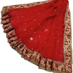 navti creations Net Embroidered Red Women Dupatta image 2