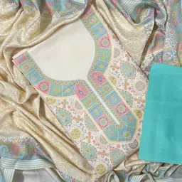 ejs Unstitched Wool Salwar Suit Material Floral Print image 3